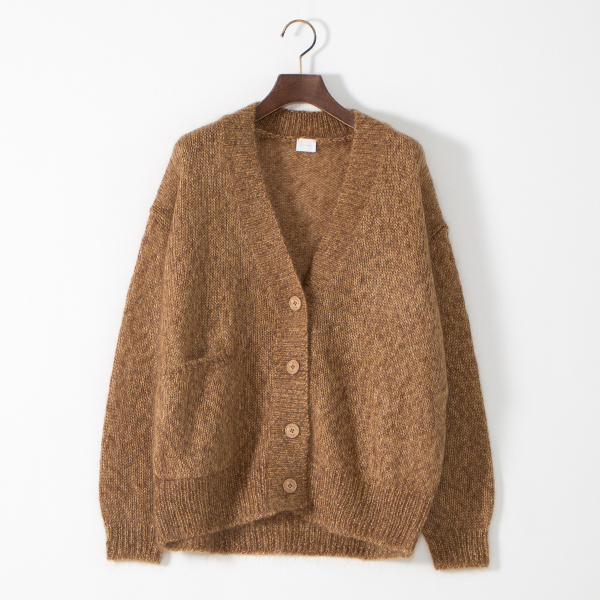 モヘアシルク Vネックニットカーディガン(CAMEL)