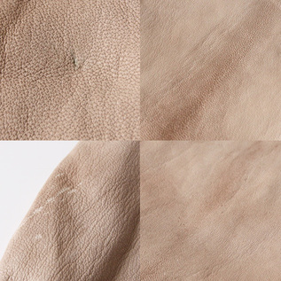 天然皮革を無駄にすることなく使用しているため、革の表面にはキズやシワ、色ムラなどが見られます(PINK BEIGE) 天然皮革を無駄にすることなく使用しているため、革の表面にはキズやシワ、色ムラなどが見られます(PINK BEIGE)