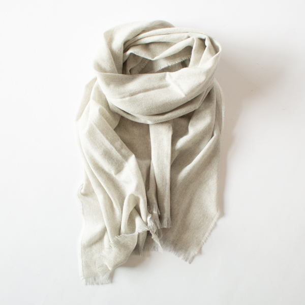 ウールカシミヤ無地マフラー(WHITE)