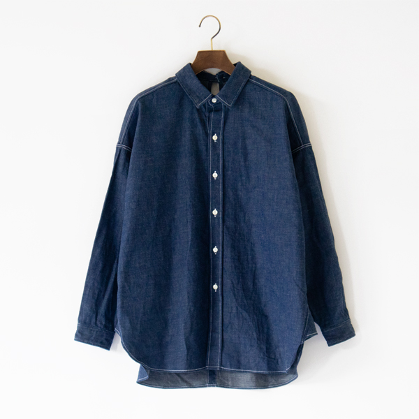 7.5OZライトデニムレギュラーカラーシャツ(INDIGO)