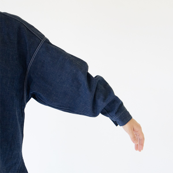 7.5OZライトデニムレギュラーカラーシャツ 袖(INDIGO)