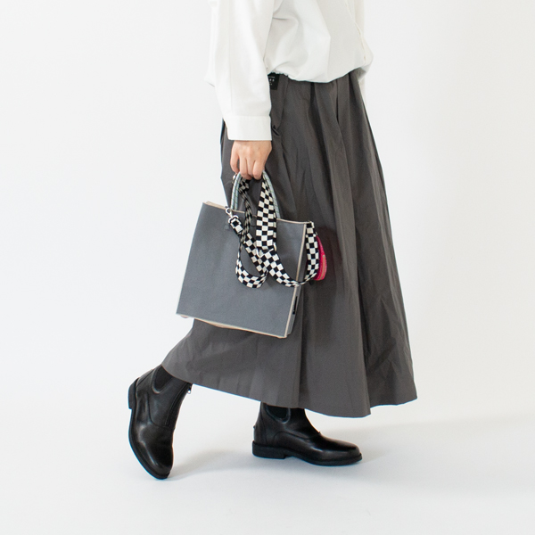 【受発注】ペーパーニット トートバッグ(SMALL/GRAY)との組み合わせ(CHECKERED) 【受発注】ペーパーニット トートバッグ(SMALL/GRAY)との組み合わせ(CHECKERED)