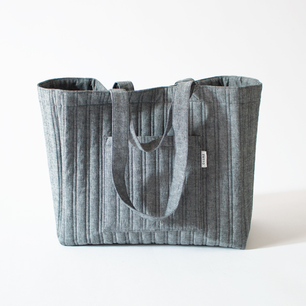 コットンリネン キルトバッグ(BLACK)