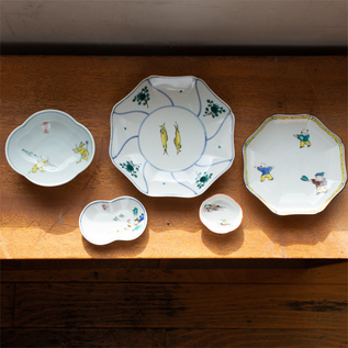 山水雲型豆皿・曳舟図双輪豆皿／宮本泰山堂(みやもとたいざんどう