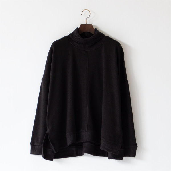 BARUFYスムース ハイネックニットソープルオーバー(BLACK)