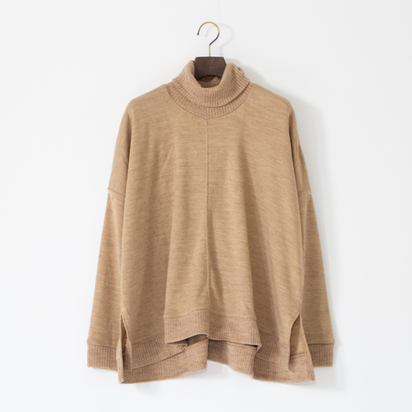 BARUFYスムース ハイネックニットソープルオーバー(BEIGE)