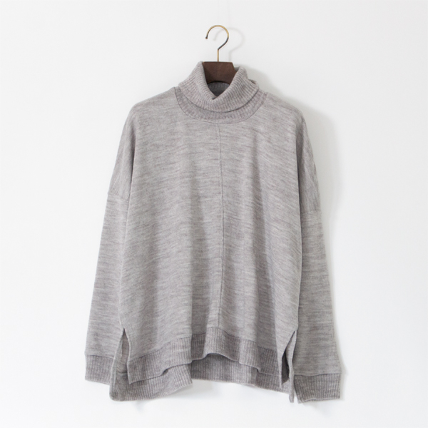 BARUFYスムース ハイネックニットソープルオーバー(L.GREY)