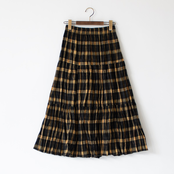 コットンフランネルティアードスカート　BLACK YELLOW