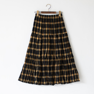 コットンフランネルティアードスカート BLACK YELLOW コットンフランネルティアードスカート BLACK YELLOW