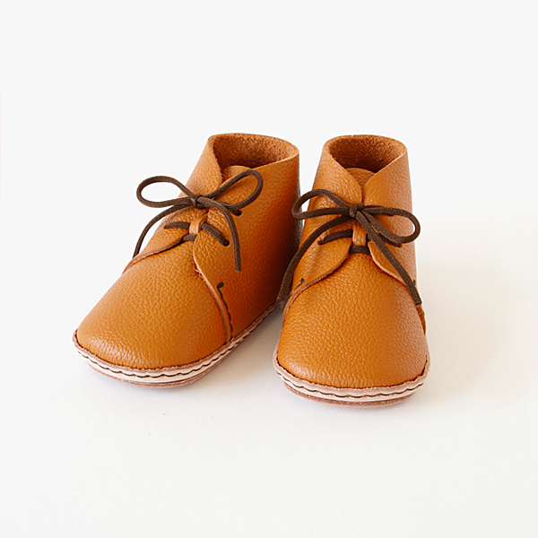 縫い上げ済み品【別注】ファーストシューズキット nico キャメル×ブラウン 縫い上げ済み品【別注】ファーストシューズキット nico キャメル×ブラウン