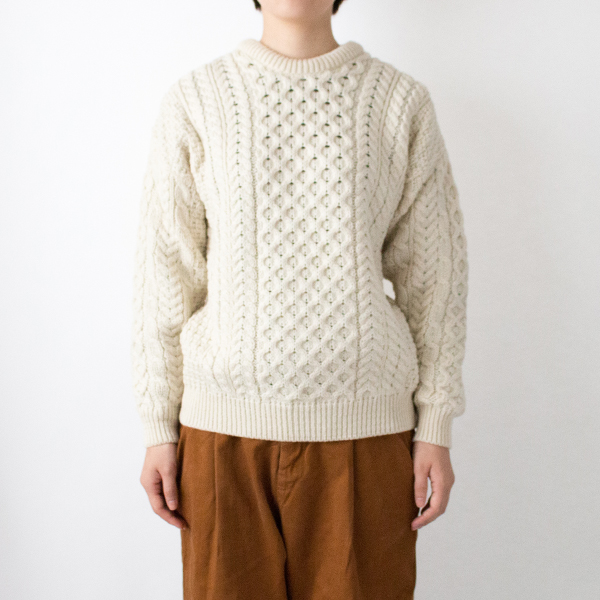 メリノウール　ケーブルセーター　WHITE（身長：163cm）
