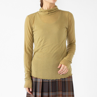 カシミヤシルクシアージャージ ハイネックメロー長袖Tシャツ／ZUTTO