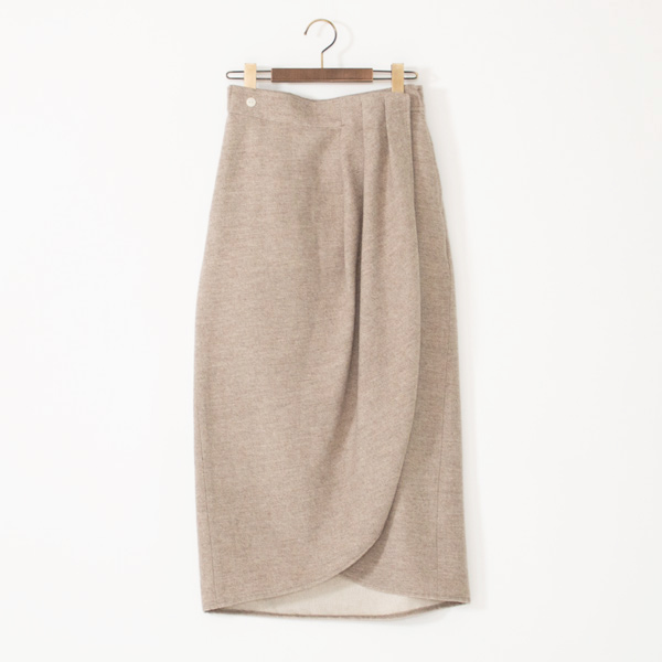綿ウール朱子織 ラップスカート(グレー)
