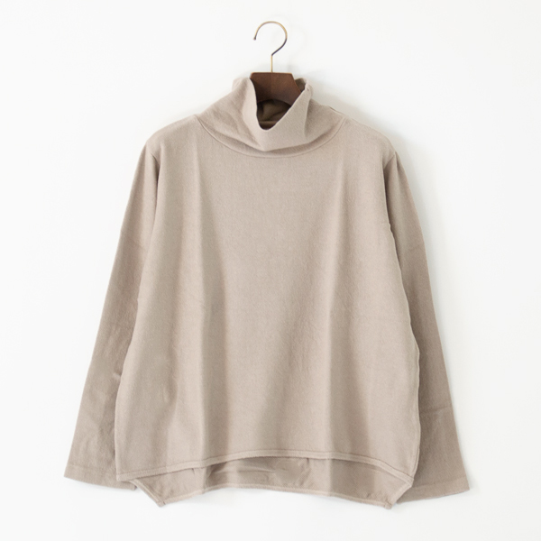 コットンリネンカシミヤ ハイネックプルオーバー(FLAX BEIGE)