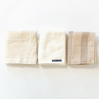 クリーム色コットンタオルセット 3枚 使い心地比べタオルギフトセット／kontex(コンテックス)｜愛着を持って