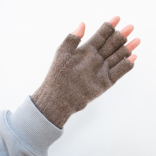 グレー リブ編み 指なし手袋 William Brunton グレー リブ編み 指なし手袋 William Brunton メンズ カシミヤ指