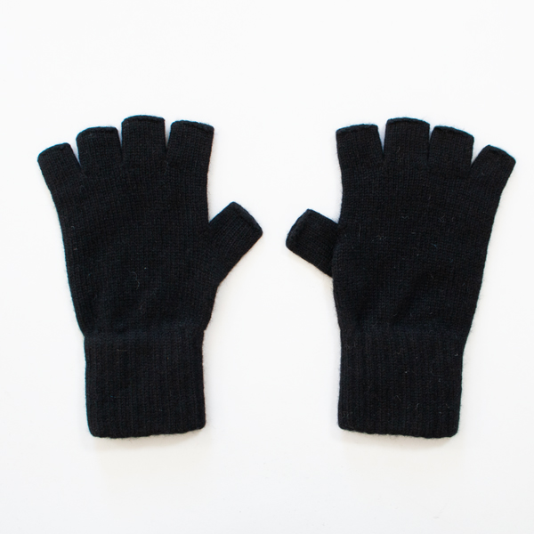 メンズ カシミヤ指無し手袋(BLACK)