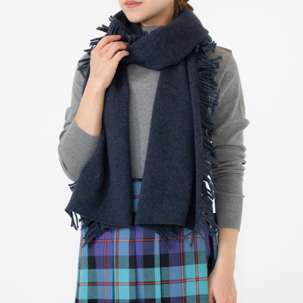 GEELONGORA サイドフリンジ ストール S(NAVY)