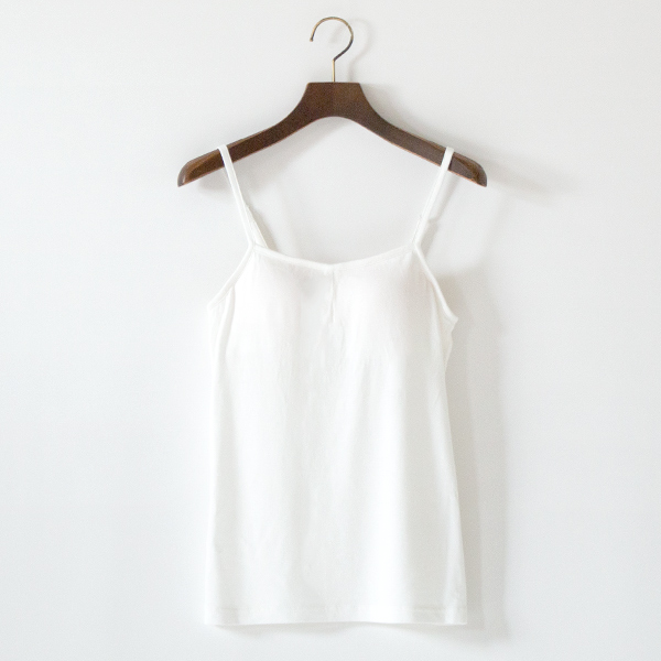 マイクロモダール綿シルク天竺 パッド入りキャミソール(WHITE)