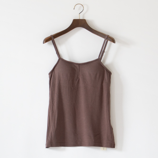マイクロモダール綿シルク天竺 パッド入りキャミソール(BROWN)