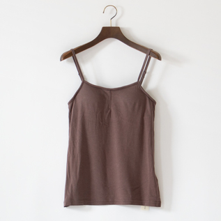 マイクロモダール綿シルク天竺 パッド入りキャミソール(BROWN)