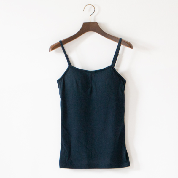 マイクロモダール綿シルク天竺 パッド入りキャミソール(NAVY)