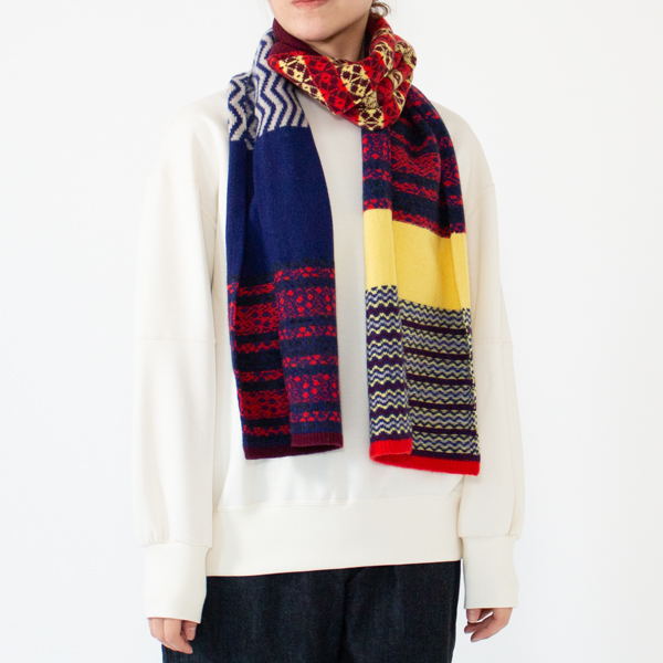 ダイヤモンドニットマフラー	NAVY RED