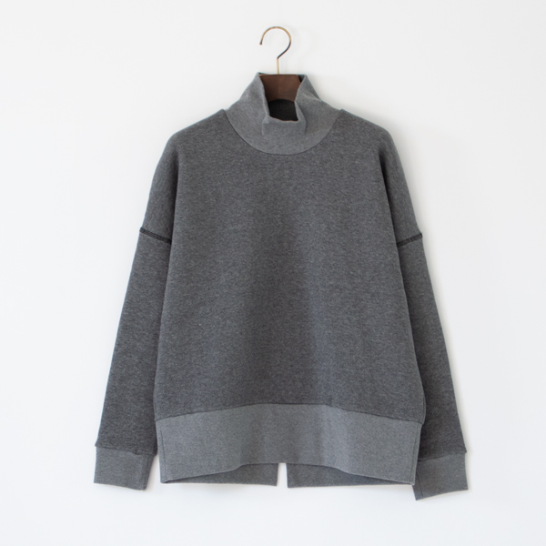 度詰アズマ裏毛裏起毛 ハイネックプルオーバー(GREY)