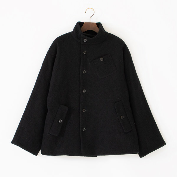 縮絨ウール 裏ボア付ジャケット(BLACK)