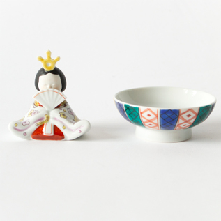 白変種八咫烏の雛　桃 受発注】桃染のひな 松に梅・松に藤 ※2月上旬発送予定／上出長右衛門窯