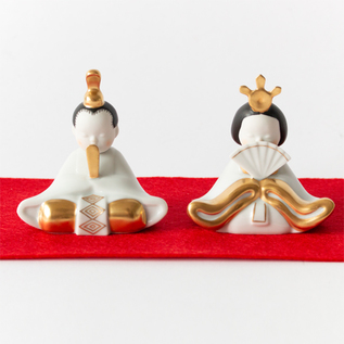 POTTERY HINA DOLL GOLD WHITE