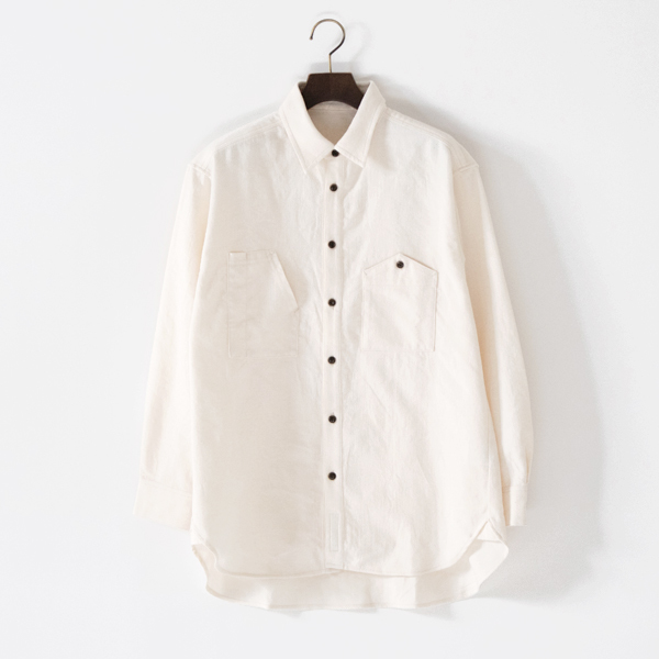 コットンリネンウールビエラ ワークシャツ(IVORY)