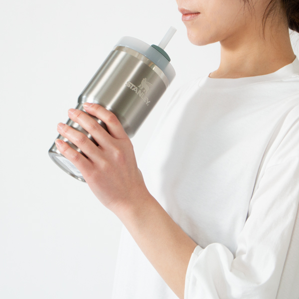ストローで飲みやすい(0.6L ステンレススチールシェール)