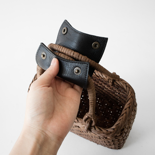 山ぶどうかごバッグ 六枚織花結び編み レザーハンドル付き／宮本工芸