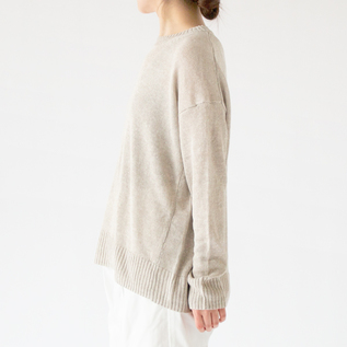 Plage　美品　クールネックソフトリリヤーンウールニット リネンクルーネックニットプルオーバー／C.T.plage（シーティー