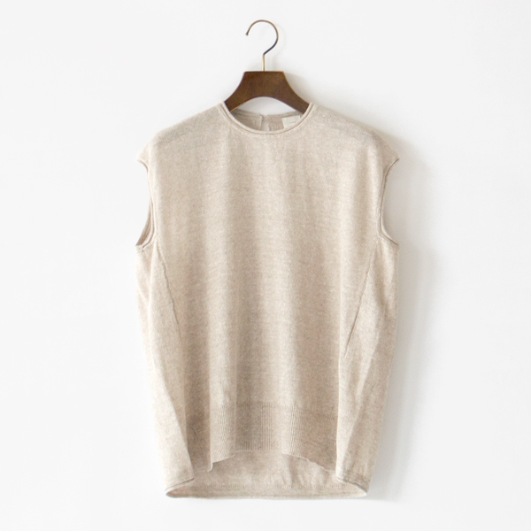 リネンノースリーブニットプルオーバー(BEIGE)