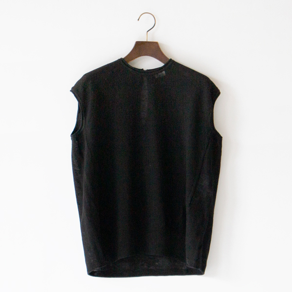 リネンノースリーブニットプルオーバー(BLACK)