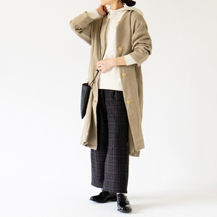 STOFノーカラーリネンコート ナチュラルダイリネンウール ノーカラーライトコート／ZUTTO