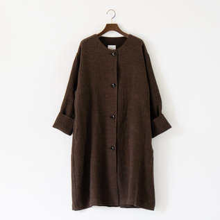 ナチュラルダイリネンウール ノーカラーライトコート／ZUTTO（ズット