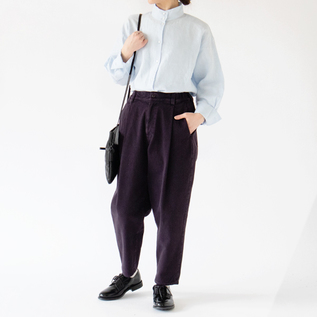 綿 刺子織 タックテーパードパンツ／FACTORY（ファクトリー