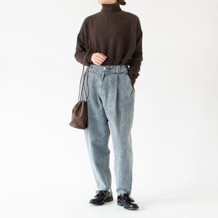 綿 刺子織 タックテーパードパンツ／FACTORY（ファクトリー）｜愛着を