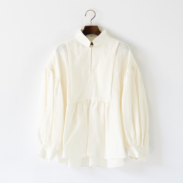 スタンドカラープルオーバー ボサムシャツ(WHITE)