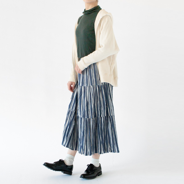 身長162cm(STRIPE NAVY WHITE/3段レイヤー)