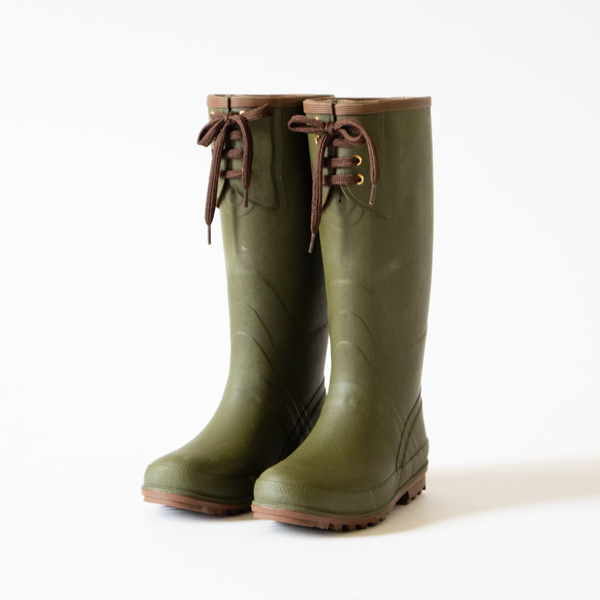 レースアップラバーブーツOLIVE