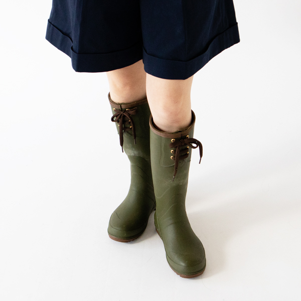 レースアップラバーブーツOLIVE
