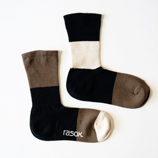 コットンリネン・パネルミックス レディースソックス(ブラック×トープ) コットンリネン・パネルミックス レディースソックス(ブラック×トープ)