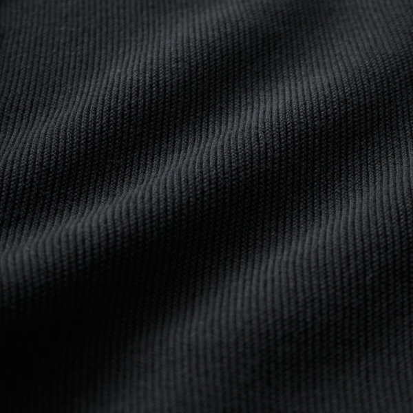 ヴィンテージウェアのような凹凸感のあるリンクス編みをしているため程よい厚みと通気性があります(BLACK) ヴィンテージウェアのような凹凸感のあるリンクス編みをしているため程よい厚みと通気性があります(BLACK)