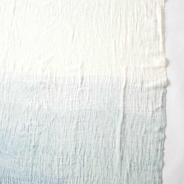 リネンブランケット　WHITE BLUE