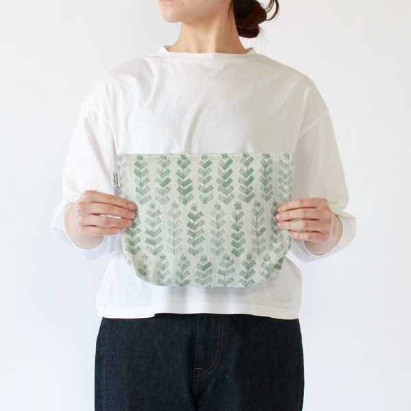 ポーチ　POUCH-GREEN TOWEL-WHITE