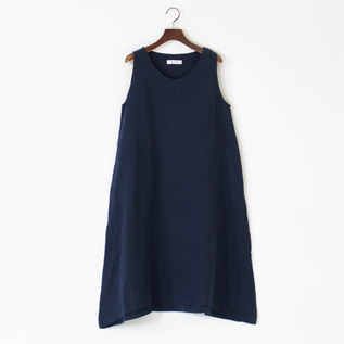 荒炊きリネン レイヤードノースリーブワンピース(NAVY) 荒炊きリネン レイヤードノースリーブワンピース(NAVY)